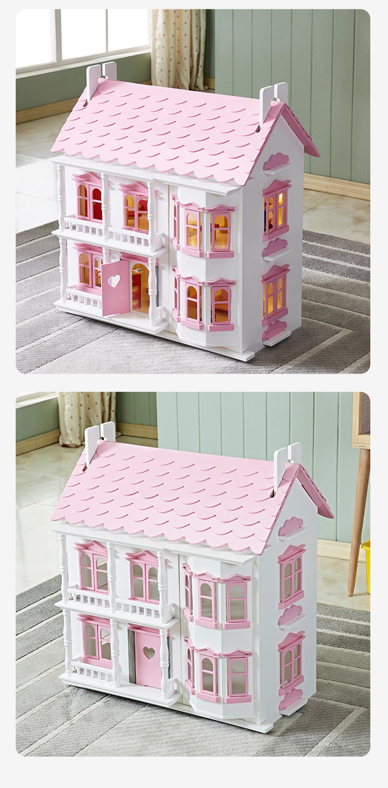 Dollhouse with LED lighting systems