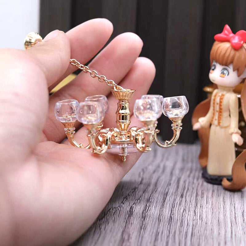 1:12 DOLLHOUSE Simulation Retro Chandelier Dollhouse Accessories
