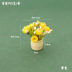 Dollhouse Miniature Plant Pot with Colorful Floral