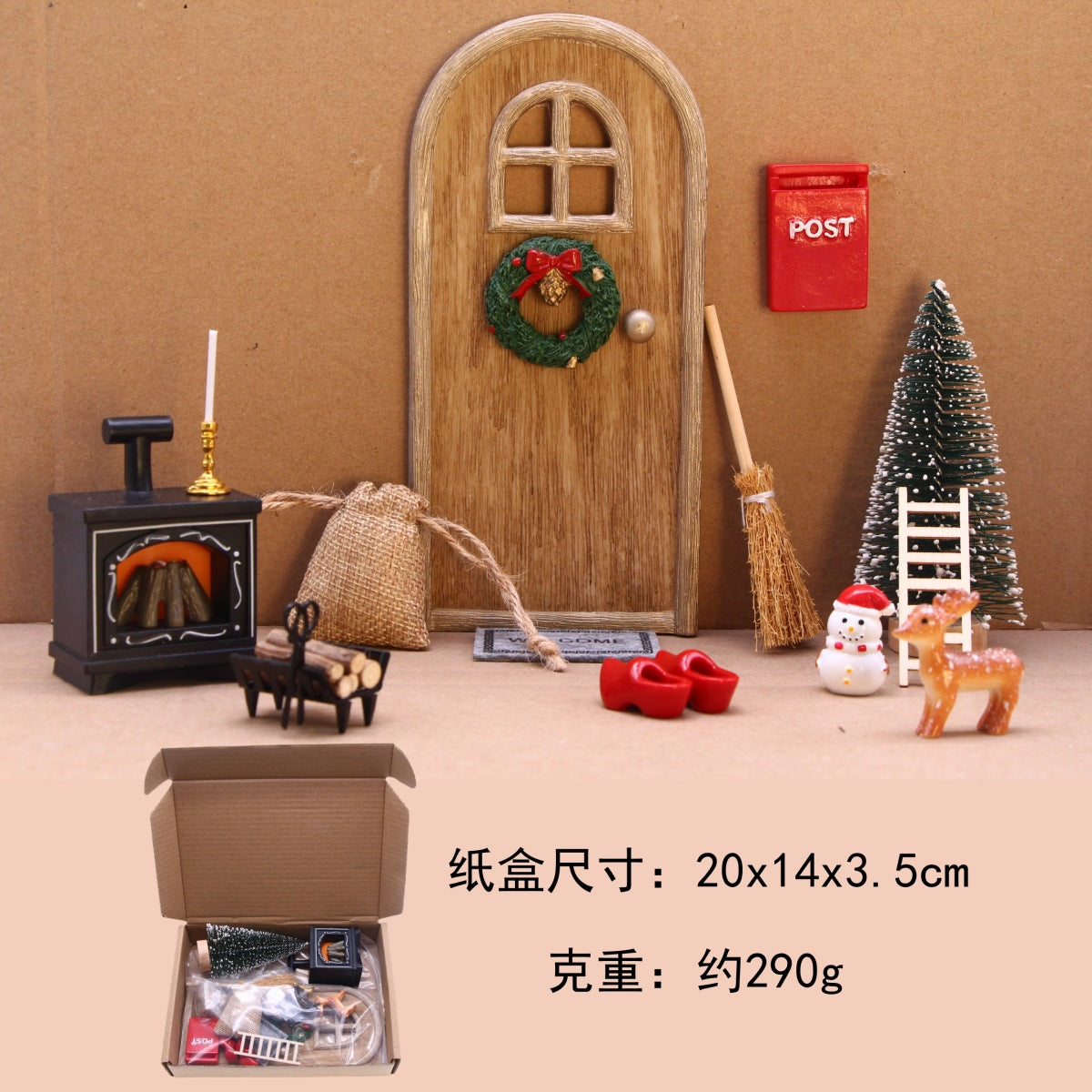 Fairy Tale Dollhouse Mini Resin LED Fireplace Set