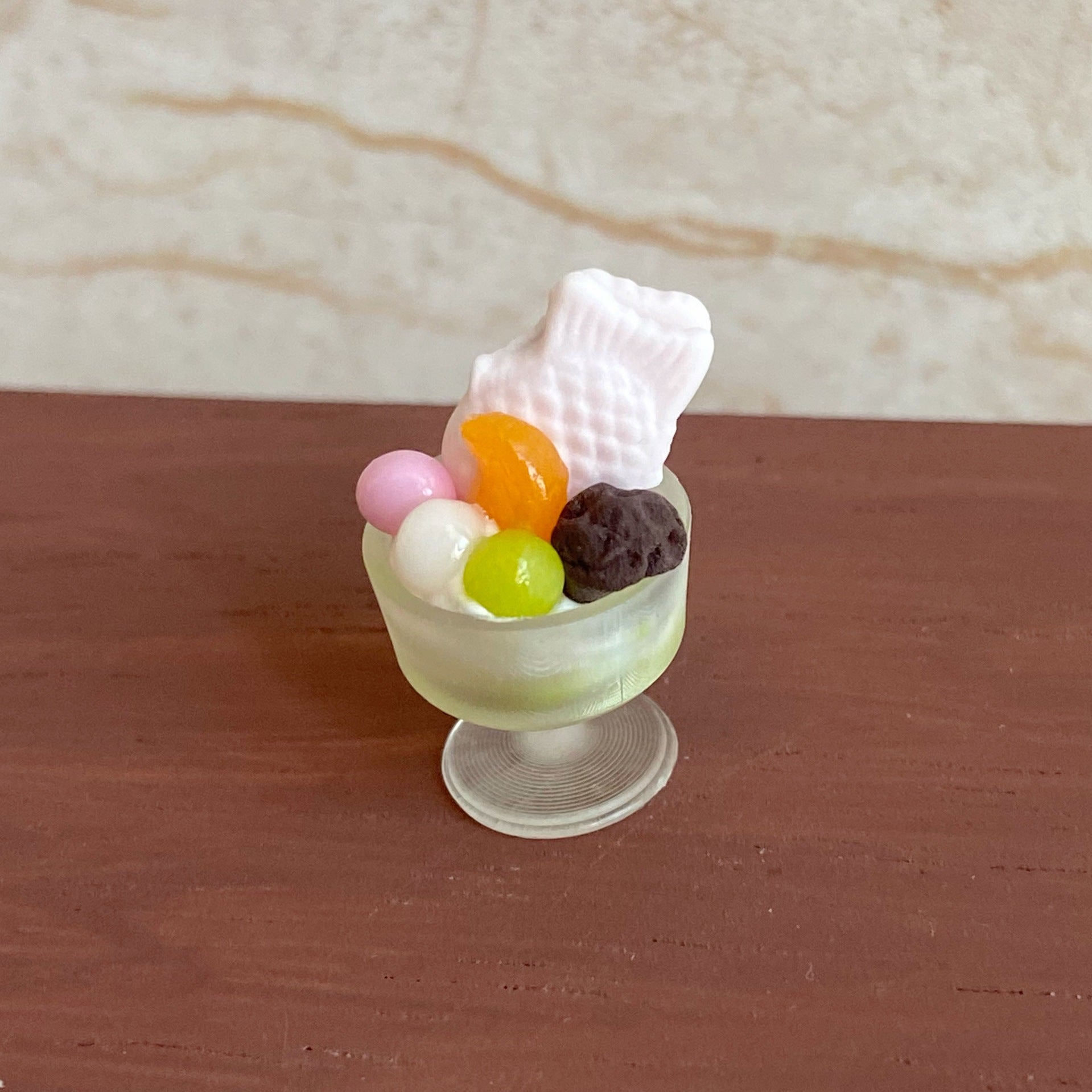 Miniature Pink Sakura Flavored Taiyaki Ice Cream Dollhouse Dessert Shop Accessories