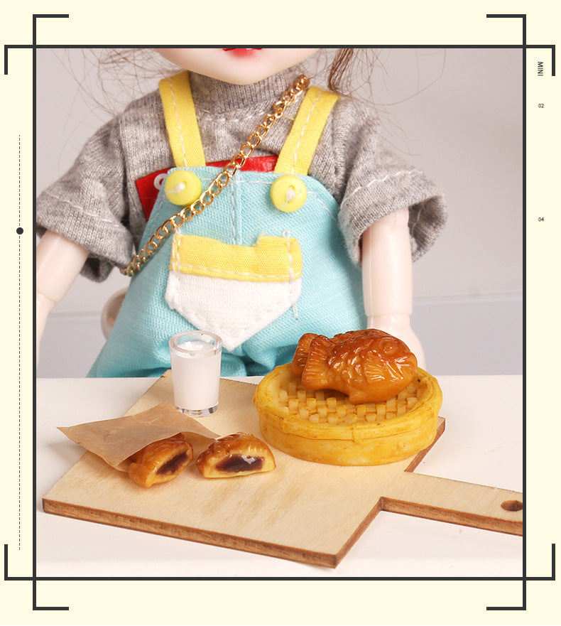 Dollhouse Miniature Food Play Set Taiyaki Red Bean Paste Filling Kit Handmade Scene Model OB11