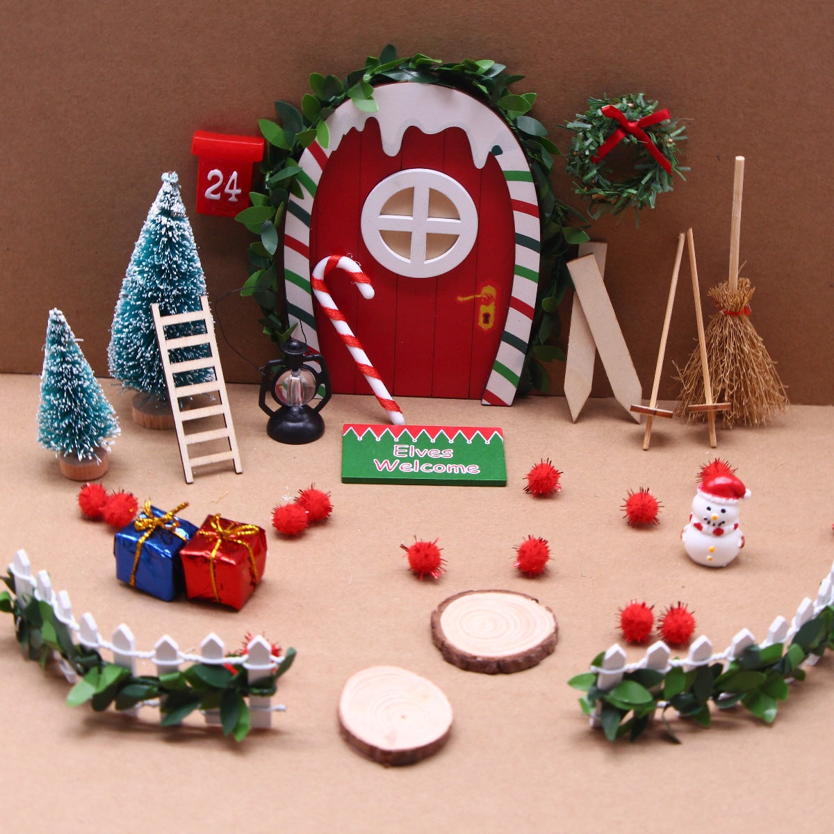 Miniature Elf Door and Gnome Set Dollhouse 2025 Christmas