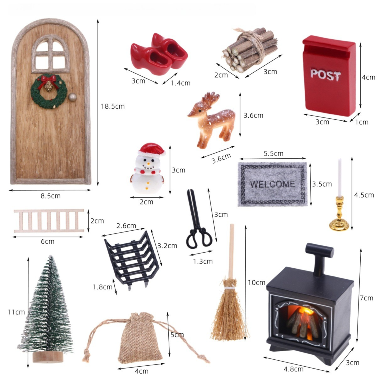 Fairy Tale Dollhouse Mini Resin LED Fireplace Set
