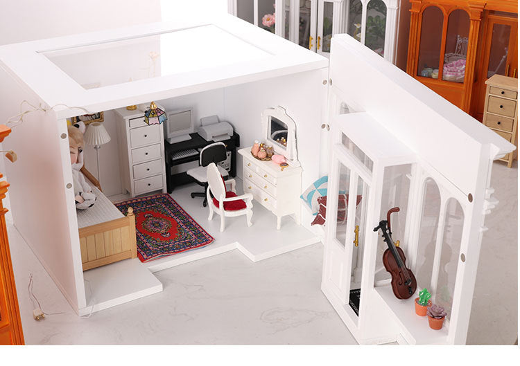Wooden Dollhouse Model 112 Scale European Elegance Openable Doors