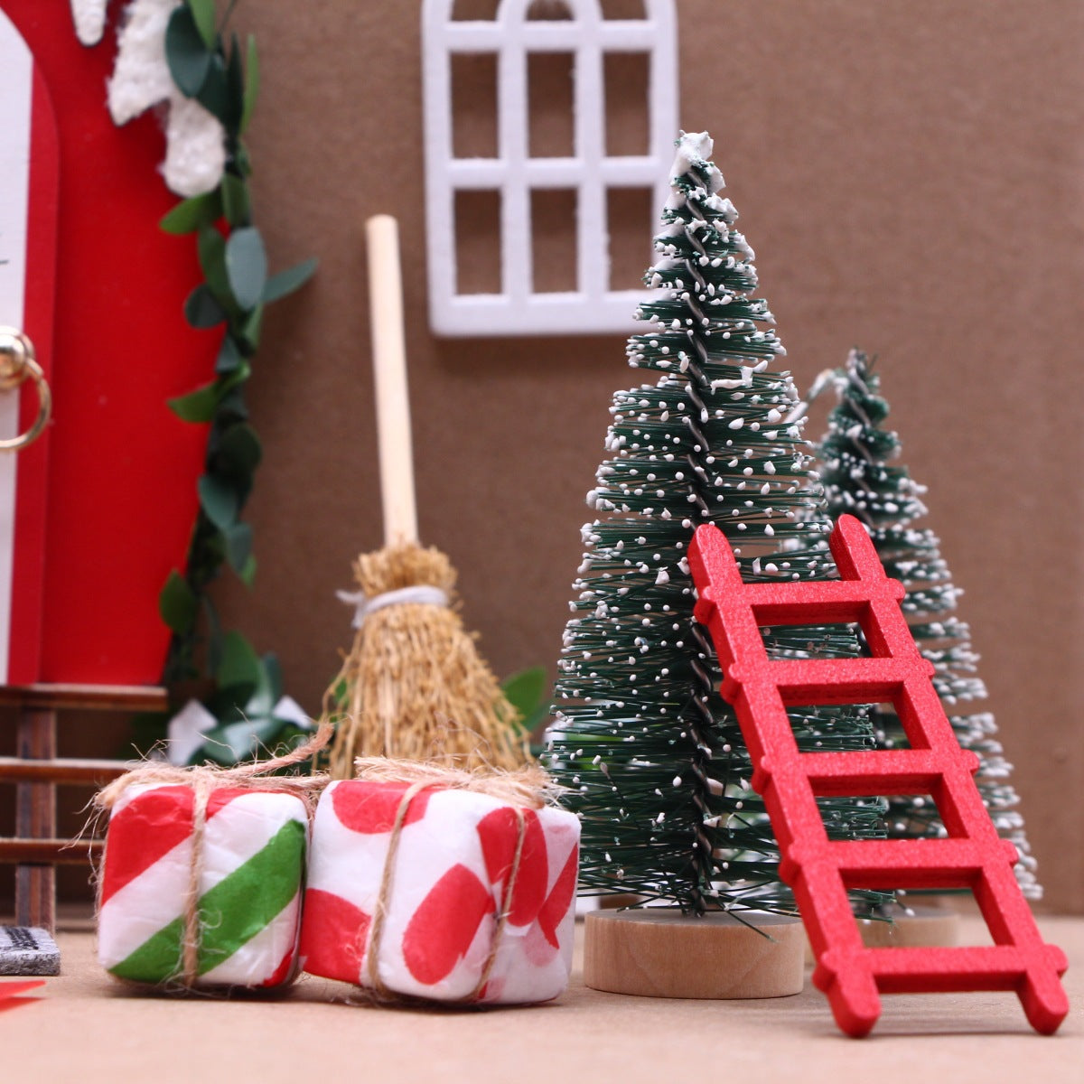 Dollhouse Tiny Openable Snow Elf Door Christmas Ornament
