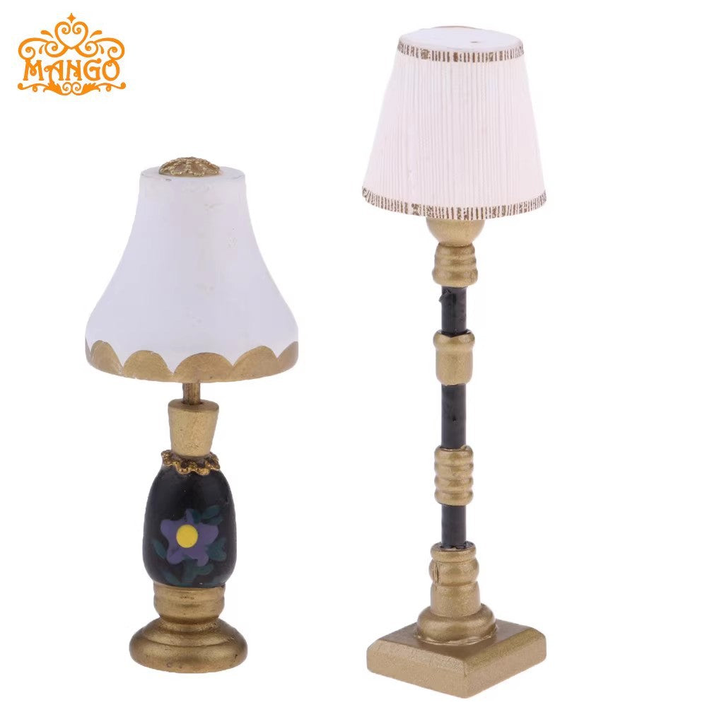DIY 1:12 Dollhouse Miniature Model Mini Scene Props Resin Floor Lamp Table Lamp Non-Lighting