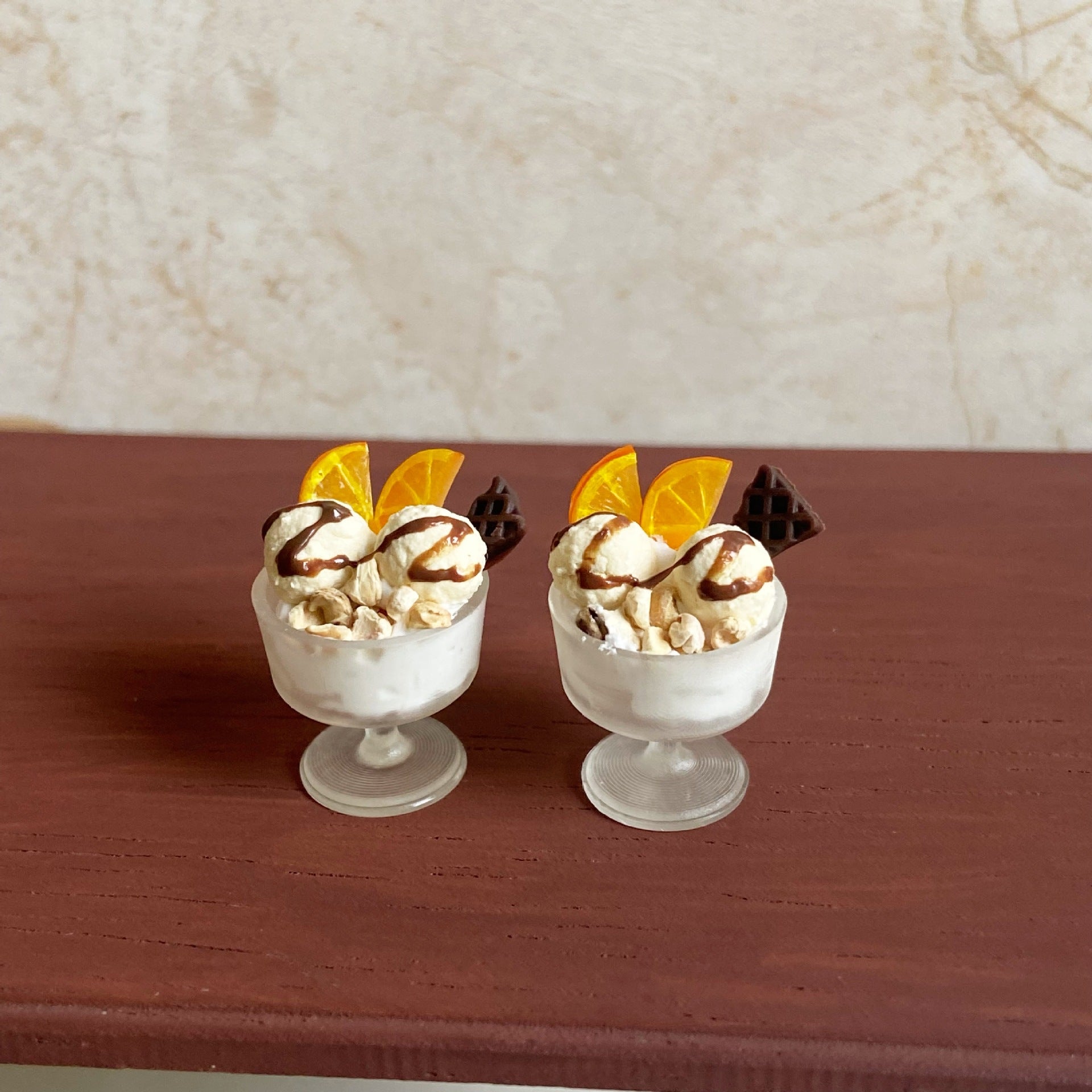 Miniature Orange Cream Ice Cream Cup Dollhouse Toy Dessert Shop Decoration Accessories