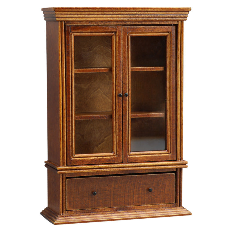 1:12 Dollhouse Furniture Living Room Wooden Storage Cabinet Vintage Chestnut Cabinet