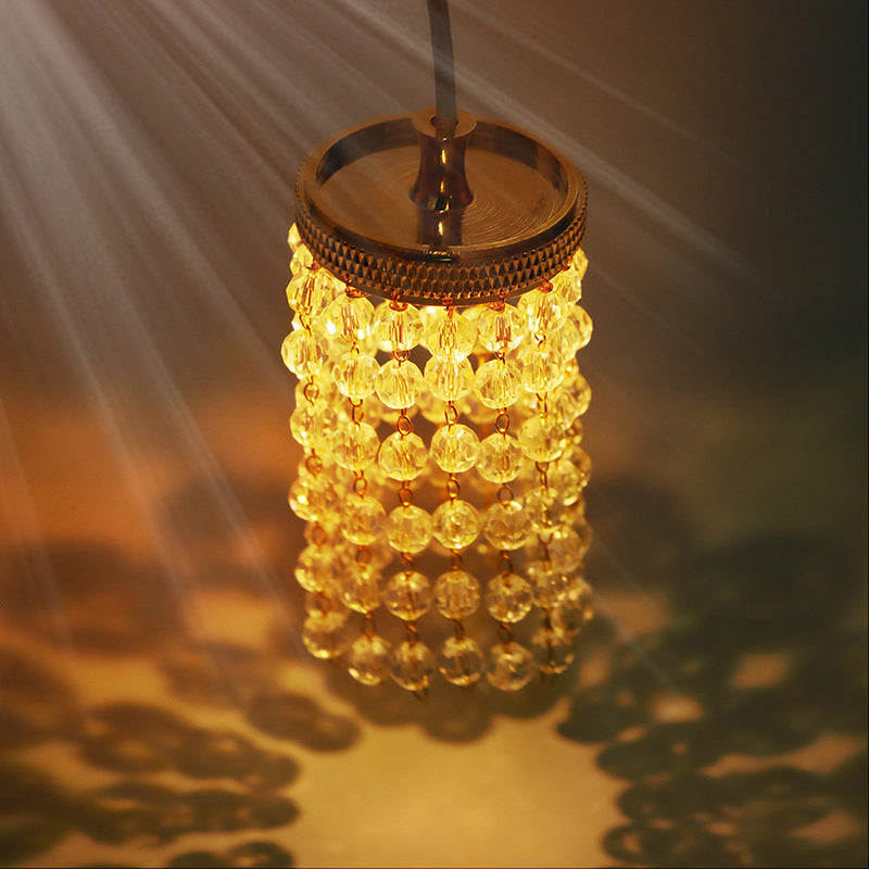 1:12 Dollhouse Miniature Small Lamp Model Scene Light-Up LED Crystal Chandelier Miniature Luxury