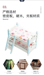 1:12 Dollhouse Mini Furniture Bedroom Children's Bunk Bed Miniature Model Playhouse Cartoon Creative Ornament