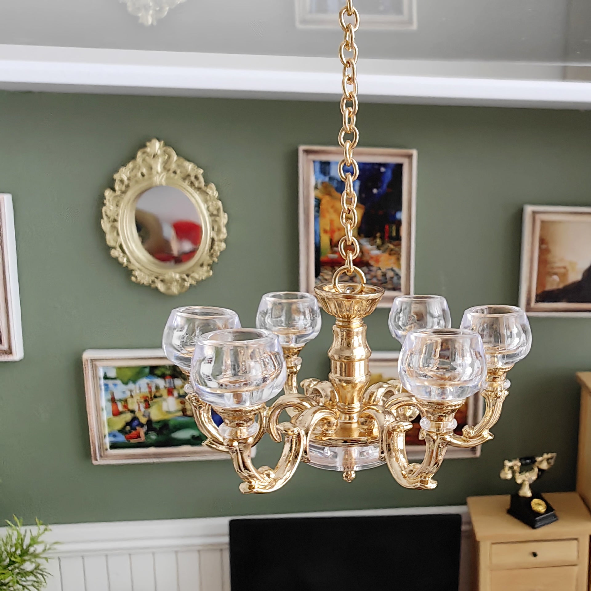 1:12 Dollhouse Living Room Vintage Chandelier Miniature Luxury Light