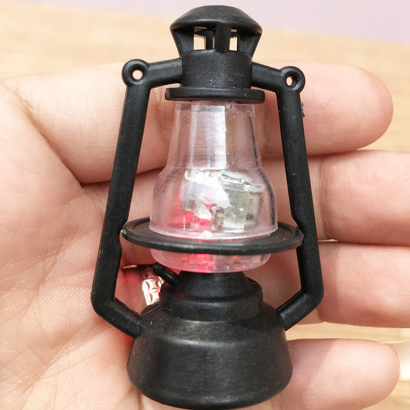 1:12 Dollhouse Miniature Model Playhouse Toy DIY Black Plastic Kerosene Lamp LED Light-Up