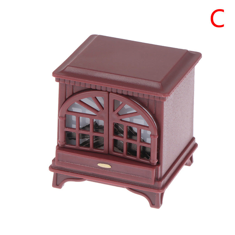 Dollhouse Miniature Model Scene Accessories OB11 4 Colors with Light LED Fireplace Warm Stove Can Light Up~
