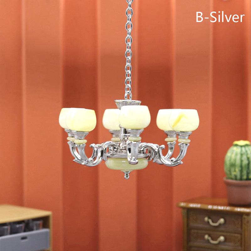 1:12 DOLLHOUSE Simulation Retro Chandelier Dollhouse Accessories