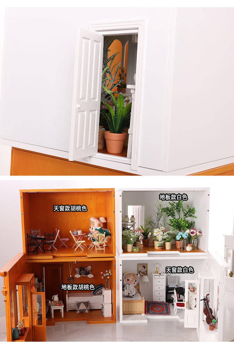 Wooden Dollhouse Model 112 Scale European Elegance Openable Doors