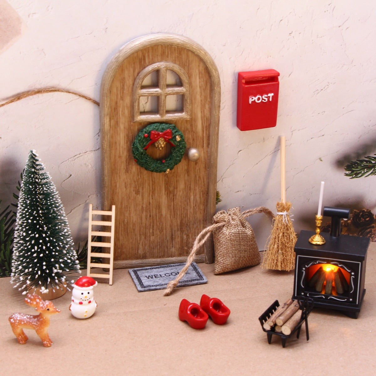 Fairy Tale Dollhouse Mini Resin LED Fireplace Set