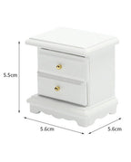 1:12 Dollhouse Bedroom Scene Pretend Play Toy Miniature Model White Nightstand