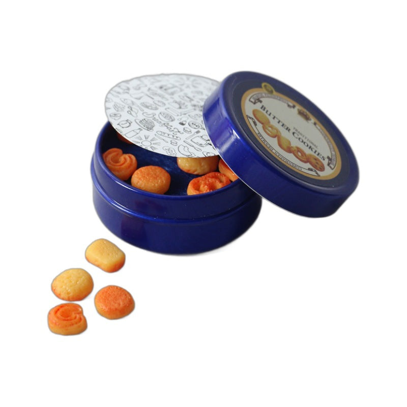 Dollhouse Doll Danish Cookies Blue Tin Box Miniature DIY Simulation Food