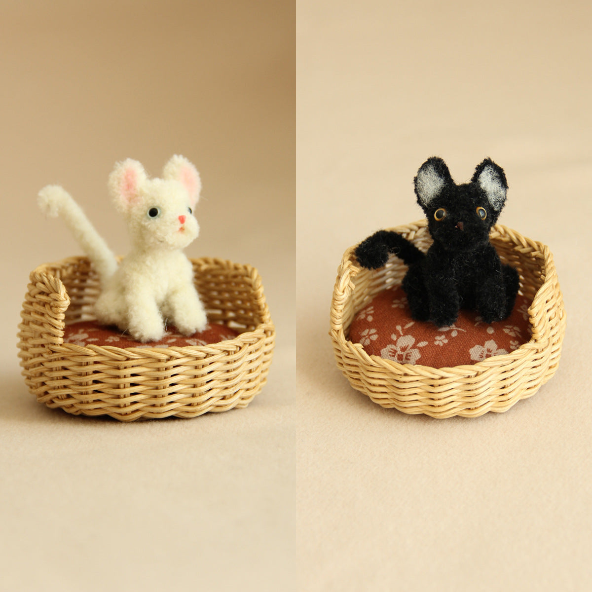 1:12 Miniature Handmade Twisted Stick Cat Pure Handmade Rattan Cat Nest Miniature Realistic Toy Nest Pet Ornament Decoration