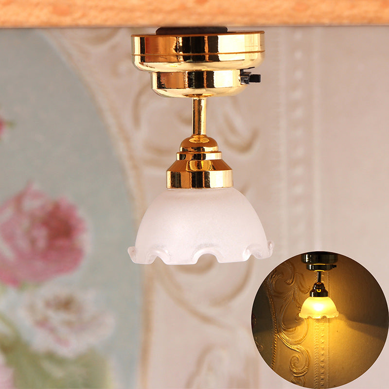1:12 Dollhouse Furniture with Light-Up Chandelier Ceiling Decorative Lantern Miniature Scene Model