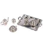 Mini Alloy Patterned Teaset Dollhouse Model