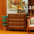 1:12 Dollhouse Miniature Furnitur Living Room Wooden Chestnut Drawer Cabinet