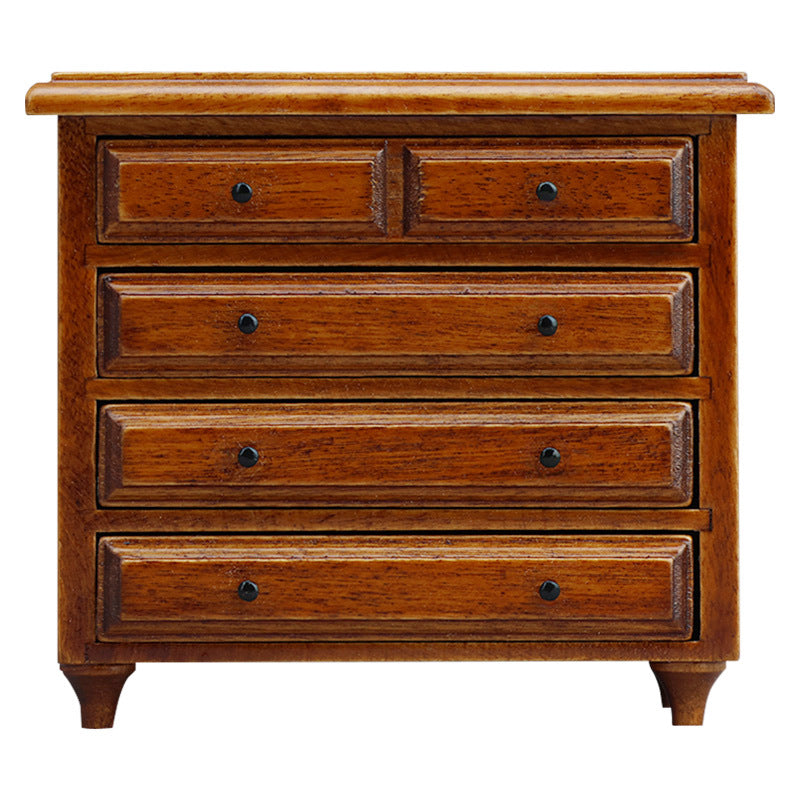 1:12 Dollhouse Miniature Furnitur Living Room Wooden Chestnut Drawer Cabinet