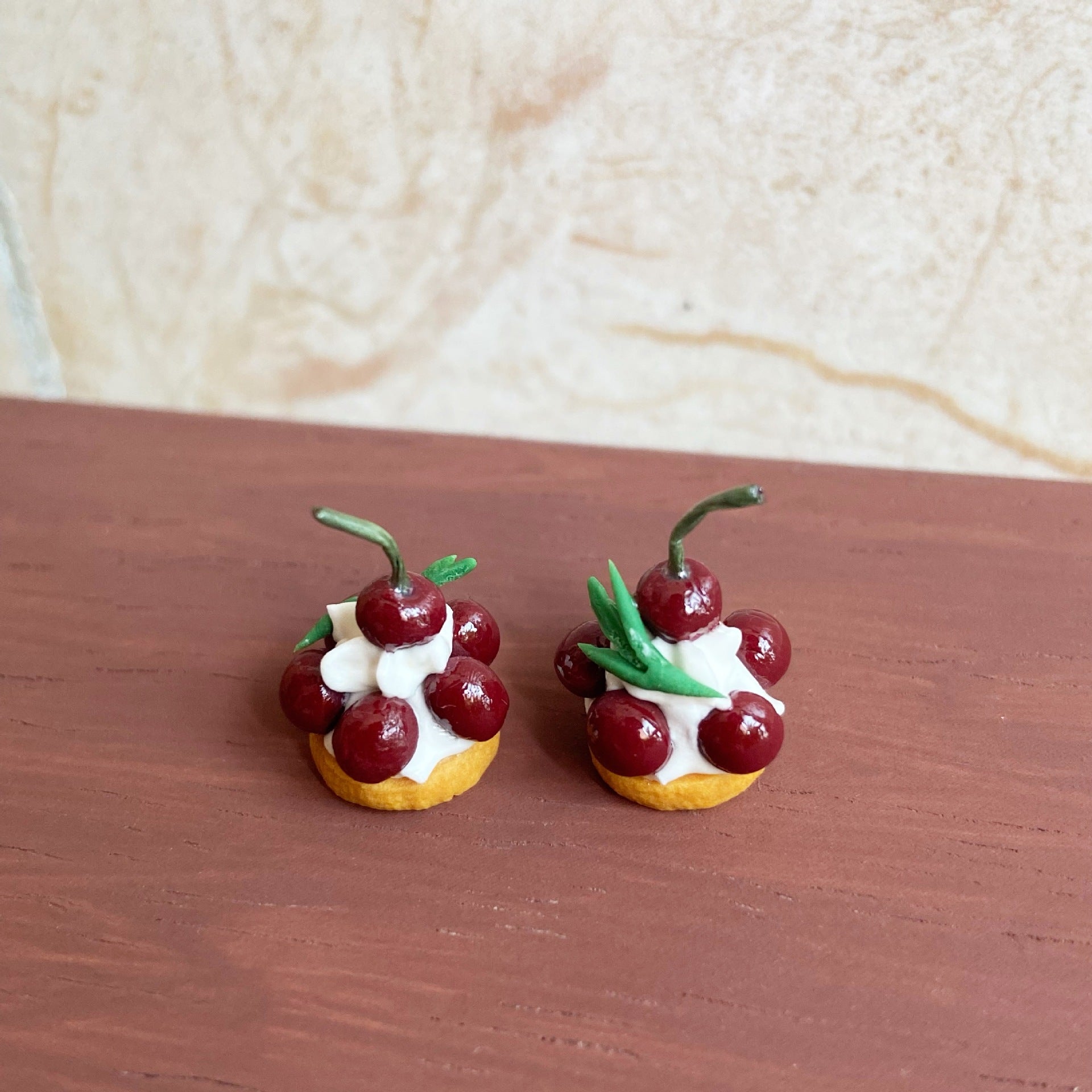 Miniature Cherry Tower Cake Playset Cute 1/6 Dollhouse Accessories Photo Props