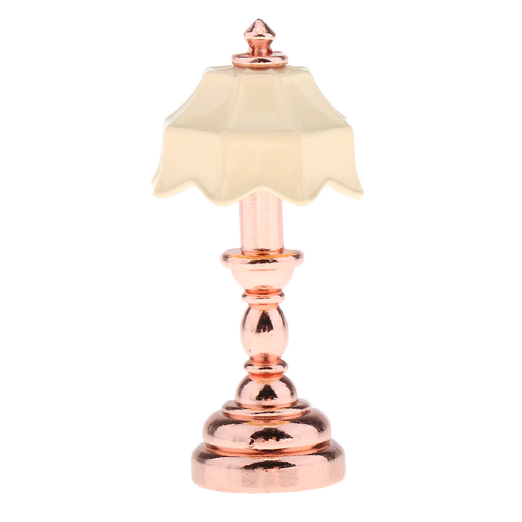 1:12 Dollhouse Miniature Model Scene OB11 Props Metal Tiffany Table Lamp Bedside Lamp