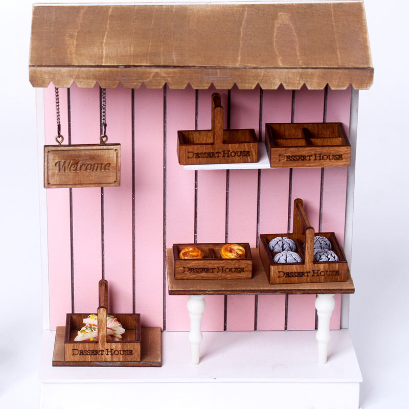 Mini Wooden Dessert Bread Box Dollhouse DIY Handmade Miniature Food Miniature Toy