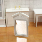 Dollhouse Dollhouse 1:12 Dollhouse Miniature Home Bathroom Scene Accessories Miniature European Style White Frame Mirror