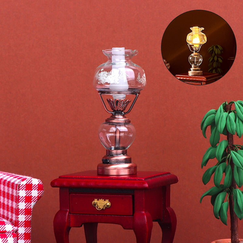 Dollhouse Simulation Mini Furniture with Light-Up Chandelier Ceiling-Shaped Lantern