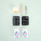 Dollhouse Miniature Cooking Accessories Egg Beater Roling Pin Flour Bag Set