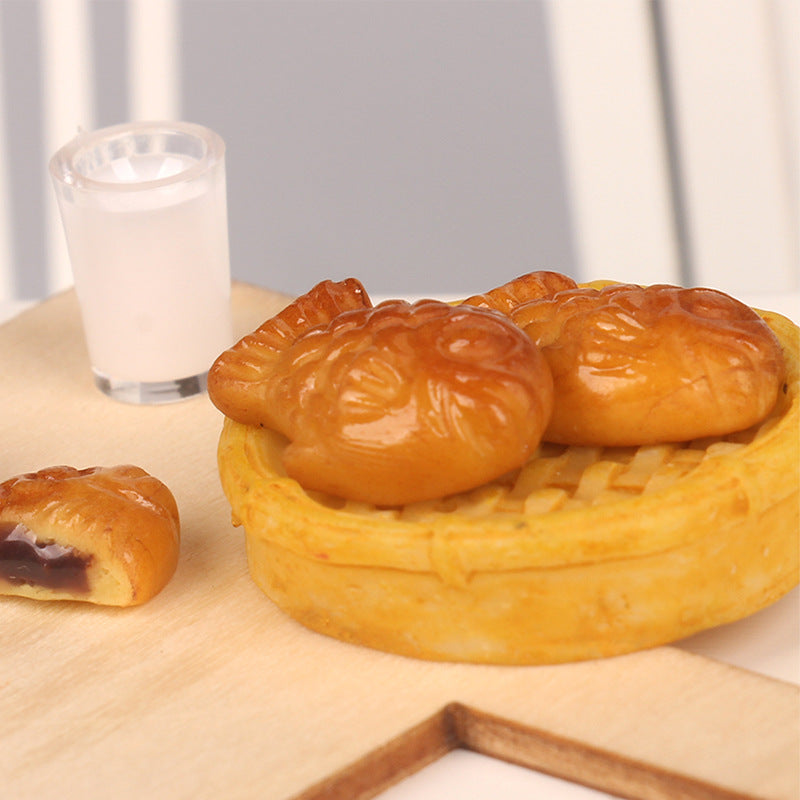 Dollhouse Miniature Food Play Set Taiyaki Red Bean Paste Filling Kit Handmade Scene Model OB11