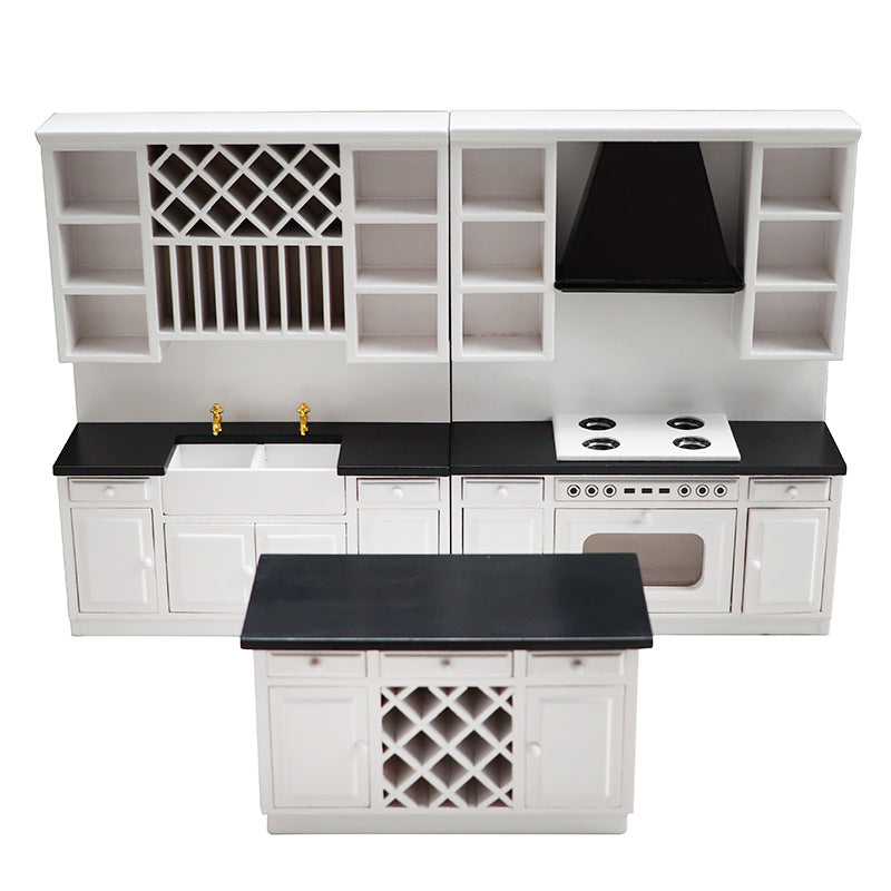 Dollhouse Kitchen Set 112 Scale 3Piece Large Wooden Miniature
