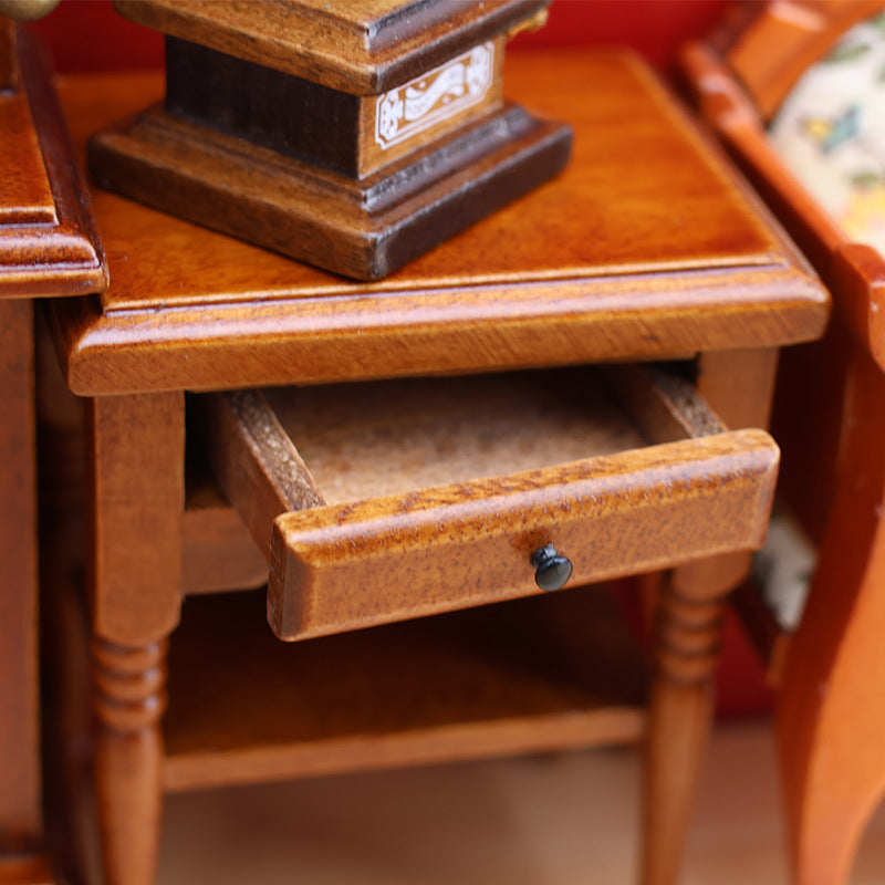 1:12 Dollhouse Wooden Furniture Bedside Table Side Cabinet