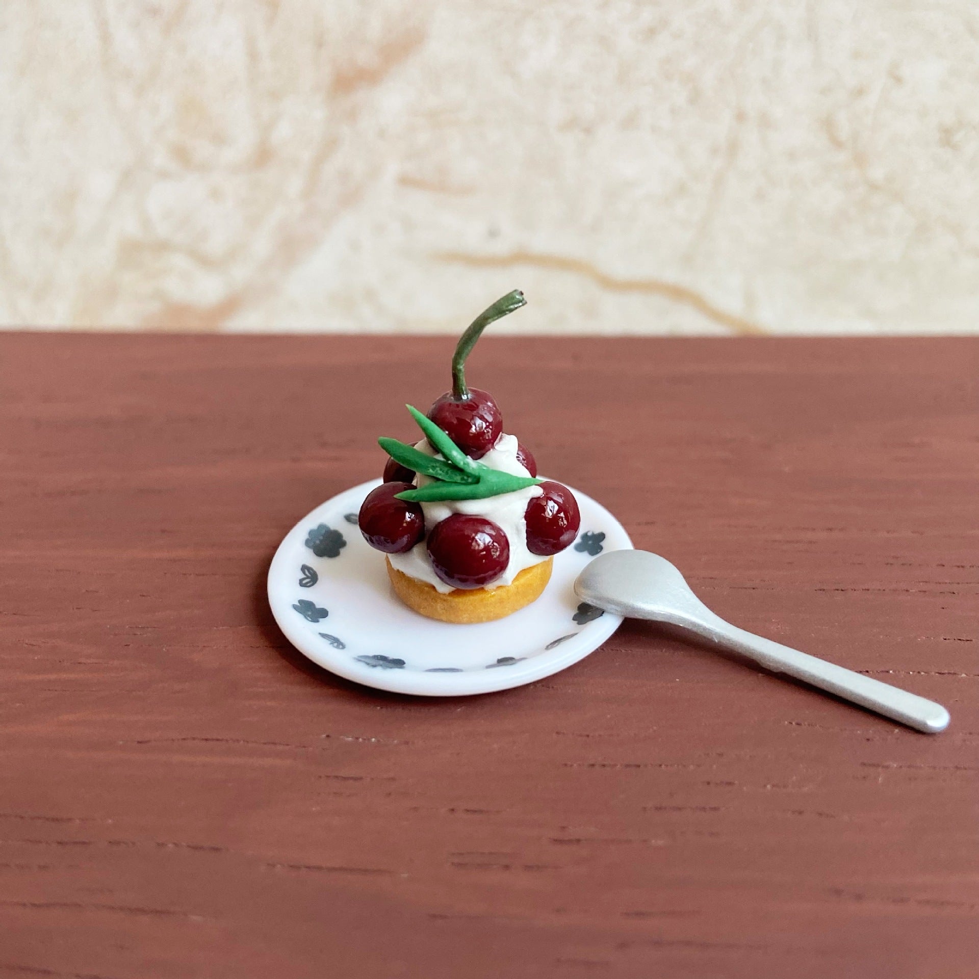 Miniature Cherry Tower Cake Playset Cute 1/6 Dollhouse Accessories Photo Props