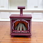 1:12 Dollhouse Miniature Model Scene Accessories LED Light-Up Small Fireplace Night Light Wood
