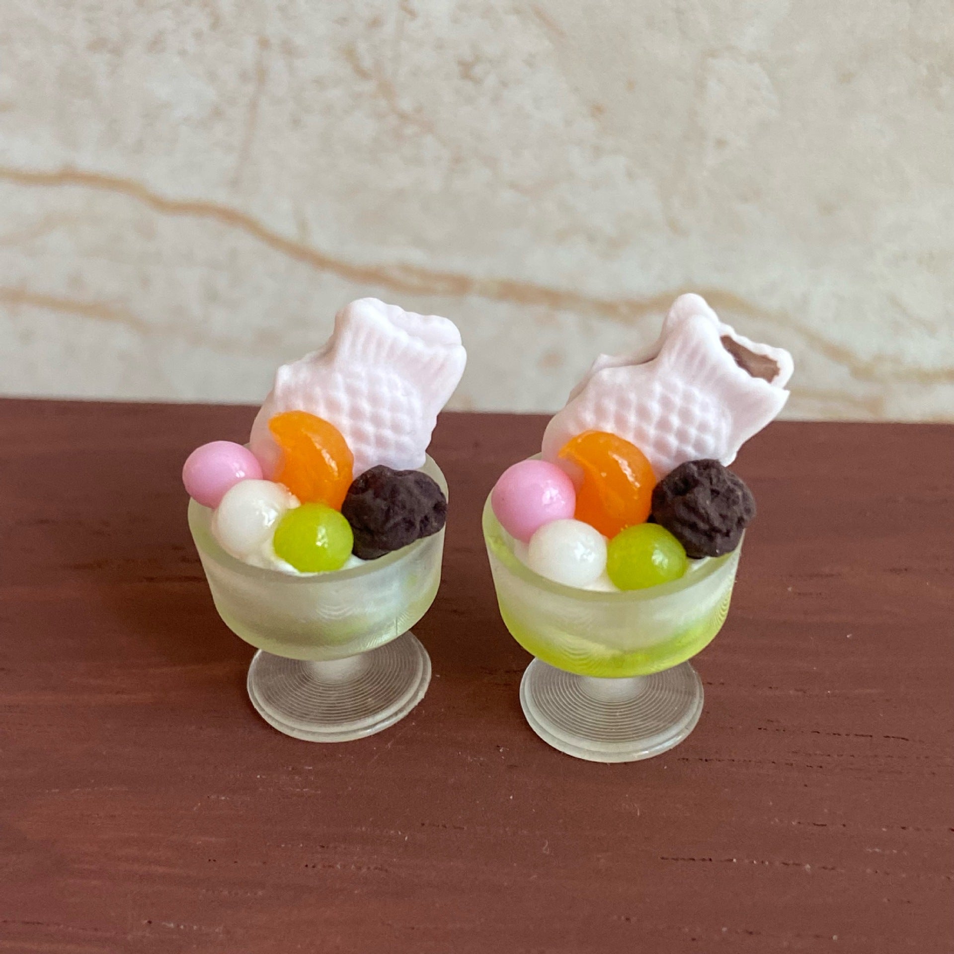 Miniature Pink Sakura Flavored Taiyaki Ice Cream Dollhouse Dessert Shop Accessories