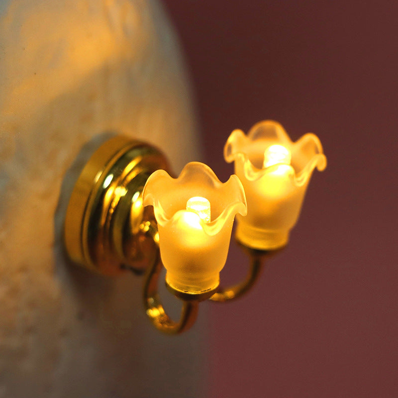 Dollhouse Simulation Mini Furniture with Light-Up Chandelier Ceiling-Shaped Lantern