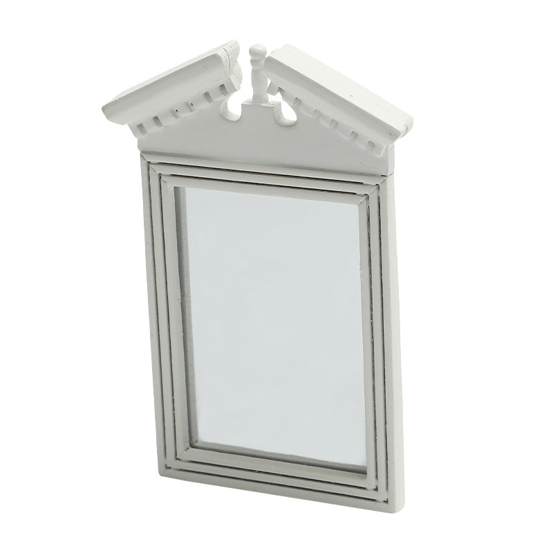 Dollhouse Dollhouse 1:12 Dollhouse Miniature Home Bathroom Scene Accessories Miniature European Style White Frame Mirror