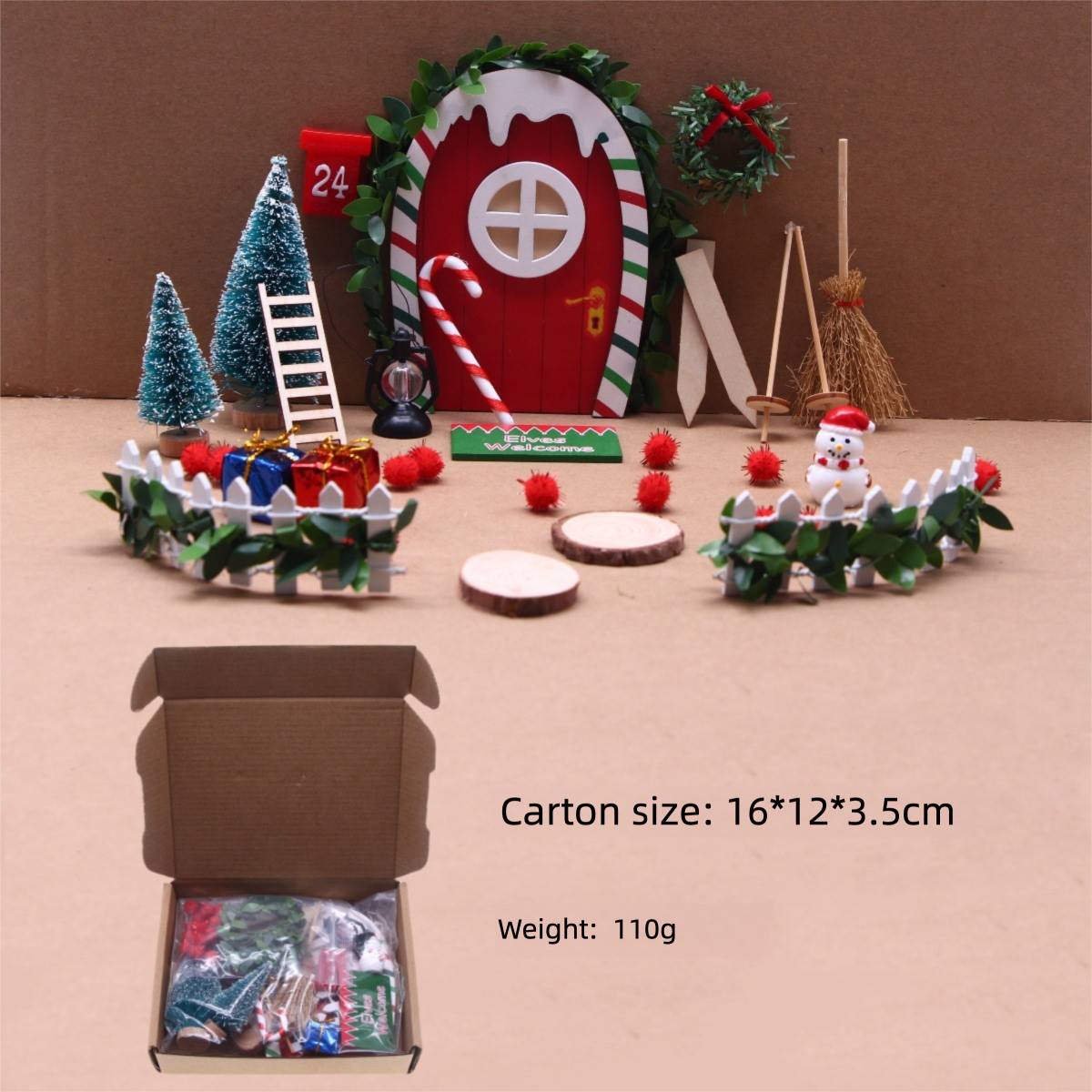 Miniature Elf Door and Gnome Set Dollhouse 2025 Christmas