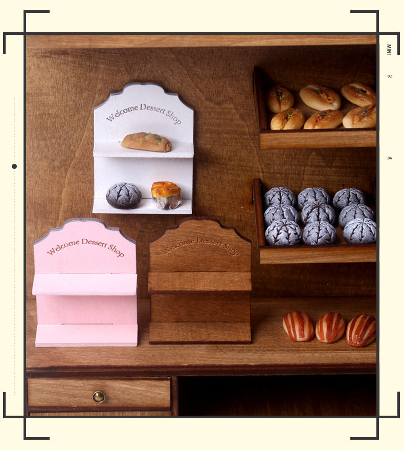 Mini Wooden Storage Rack Wall-Mounted Welcome Rack Dollhouse Miniature Toy