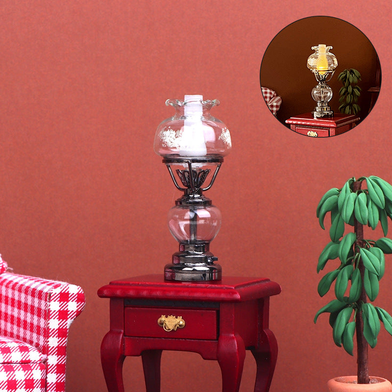 Dollhouse Simulation Mini Furniture with Light-Up Chandelier Ceiling-Shaped Lantern