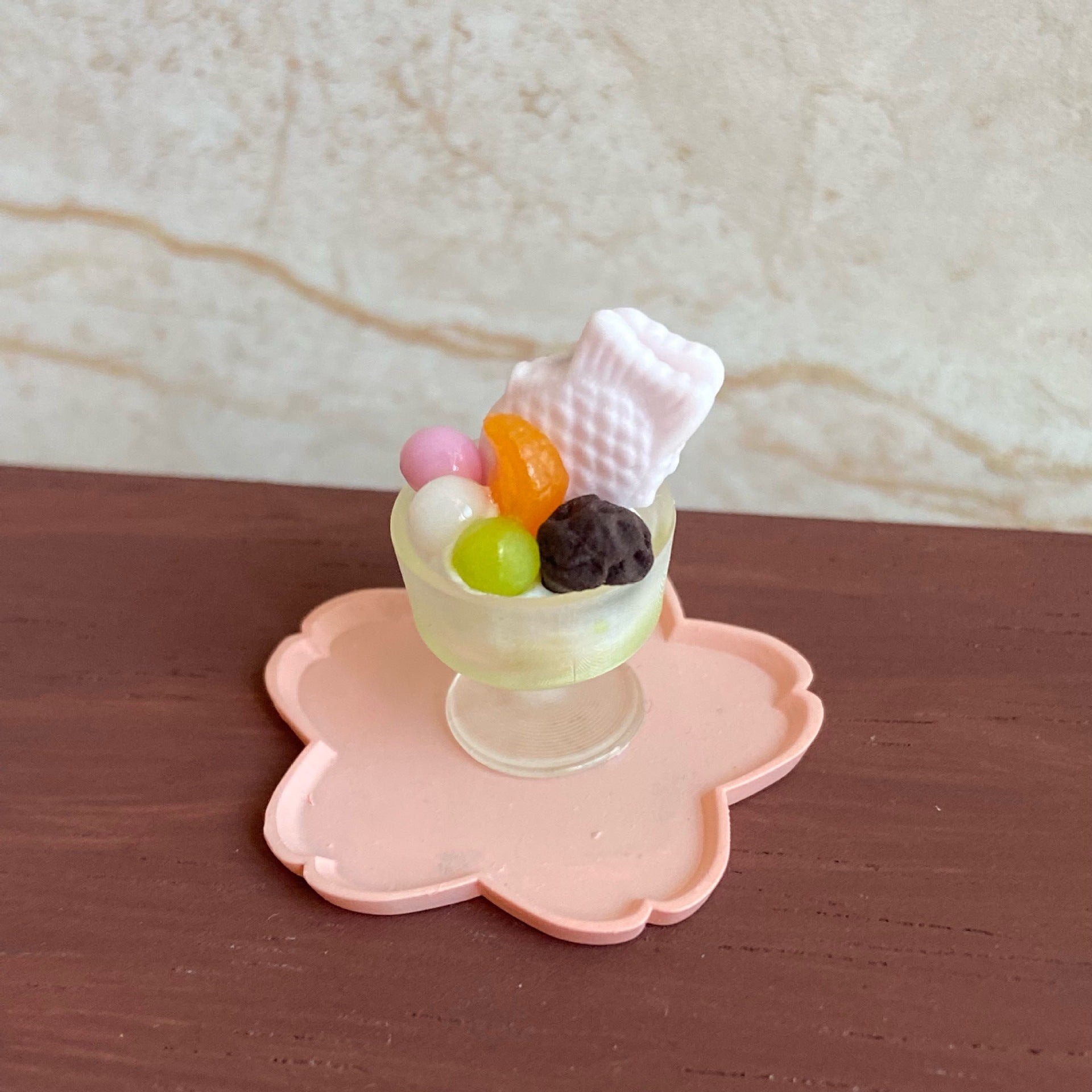 Miniature Pink Sakura Flavored Taiyaki Ice Cream Dollhouse Dessert Shop Accessories