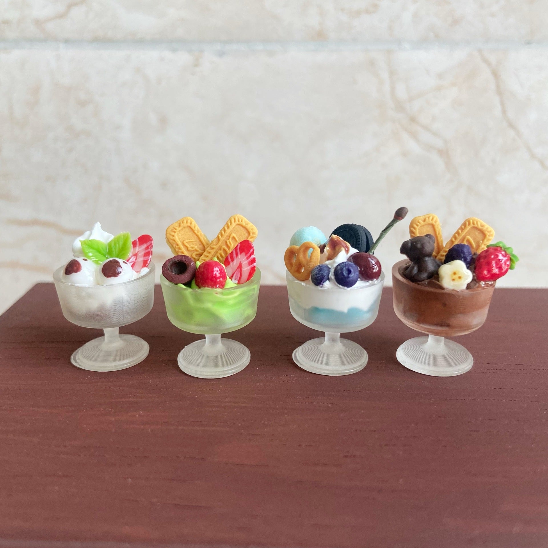 Miniature Fruit Cookies Ice Cream Cup Dollhouse Accessories