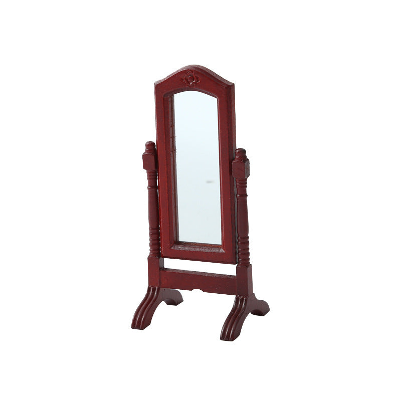 1:12 Dollhouse Vintage Scene Decoration OB11 Classical Standing Mirror Model Dressing Mirror