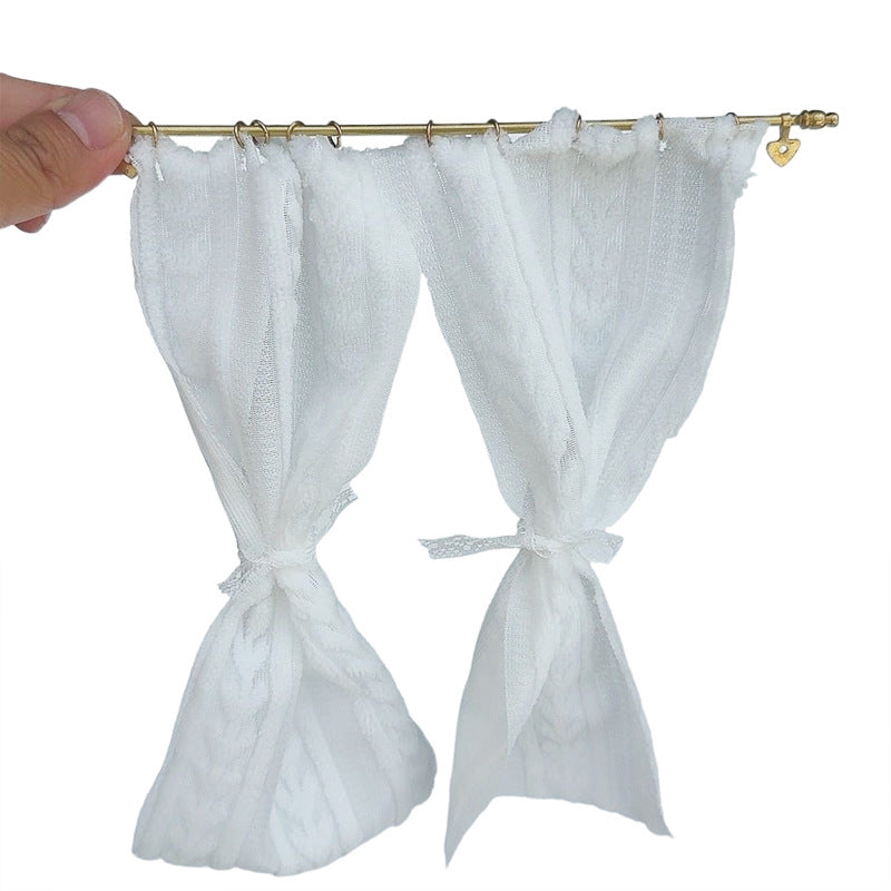 Handmade Dollhouse Golden Curtain Pole