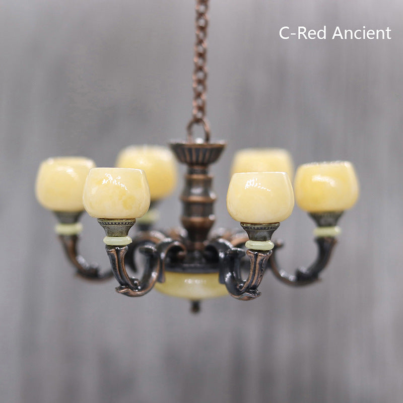 1:12 DOLLHOUSE Simulation Retro Chandelier Dollhouse Accessories